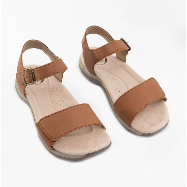 Free Spirit MAINE Ladies Leather Touch Fasten Sandals Walnut - Shuperb