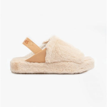 TOMS SOFIA Ladies Faux Fur Slippers Natural - Shuperb