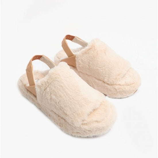 TOMS SOFIA Ladies Faux Fur Slippers Natural - Shuperb