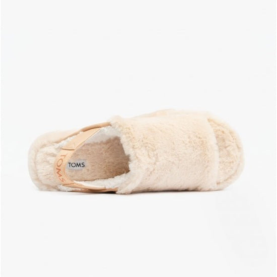 TOMS SOFIA Ladies Faux Fur Slippers Natural - Shuperb