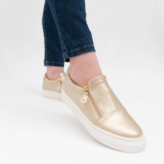 Heavenly Feet LYON Ladies Zip - Up Trainers Gold - Shuperb