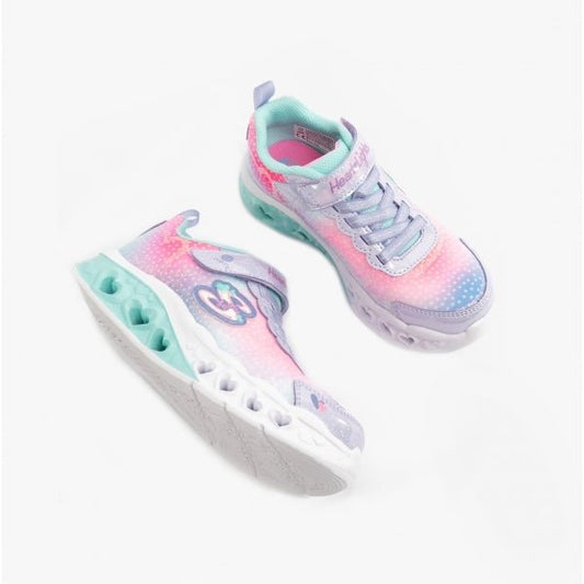 Skechers FLUTTER HEART LIGHTS - SIMPLY LOVE Girls Trainers Lavender/Multi - Shuperb