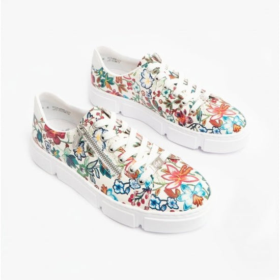 Rieker N59L1 - 90 Ladies Zip - Up Trainers Floral/Multi - Shuperb