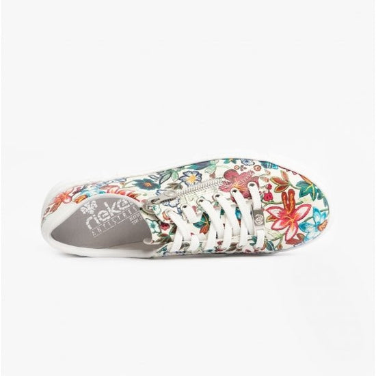 Rieker N59L1 - 90 Ladies Zip - Up Trainers Floral/Multi - Shuperb