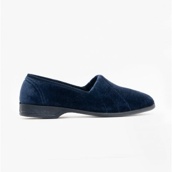 GBS AUDREY Slip On Womens Slippers Navy - Shuperb