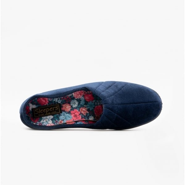 GBS AUDREY Slip On Womens Slippers Navy - Shuperb