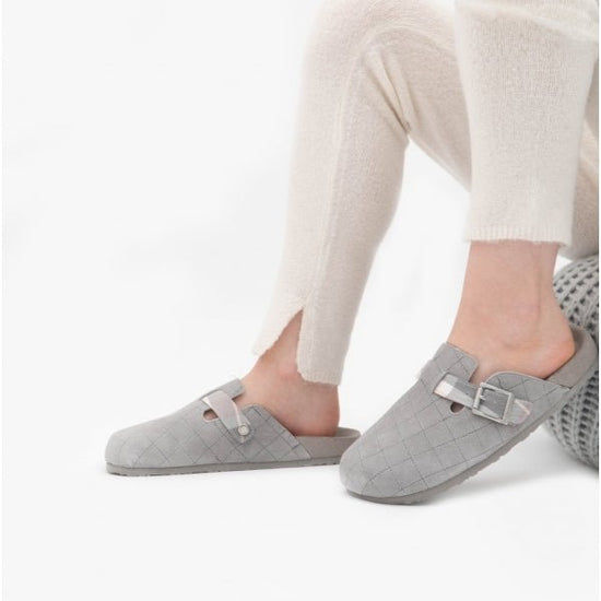 Barbour AINSLEY Ladies Suede Mule Slippers Grey - Shuperb