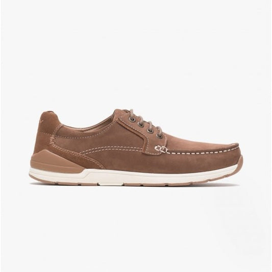 Hush Puppies FLYNN Mens Leather Boat Shoes Brown - Shuperb