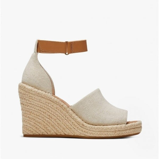 TOMS MARISOL Ladies Fabric Wedge Sandals Natural - Shuperb