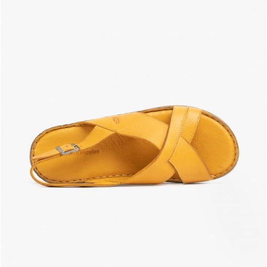 Hush Puppies ELENA Ladies Leather Wedge Heel Sandals Yellow - Shuperb