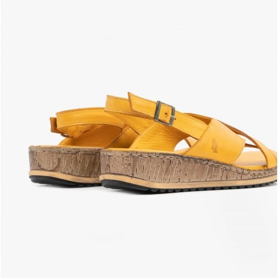 Hush Puppies ELENA Ladies Leather Wedge Heel Sandals Yellow - Shuperb