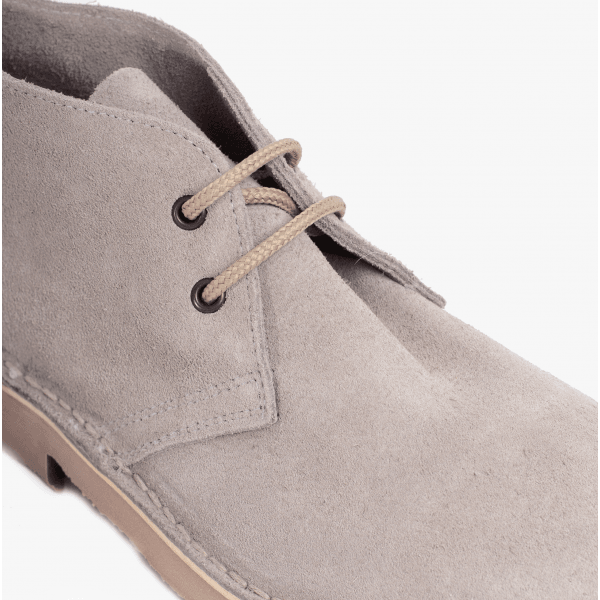 Roamers Unisex Round Toe Suede Leather Desert Boots Camel Grey - Shuperb