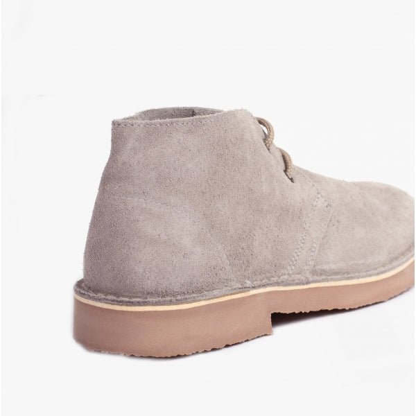 Roamers Unisex Round Toe Suede Leather Desert Boots Camel Grey - Shuperb