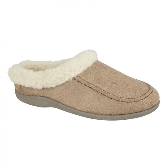 Sleepers JANINE Wool Collar Mule Slippers Camel - Shuperb