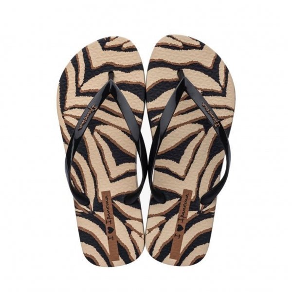 Ipanema ANIMAL CAMO PRINT Ladies Flip Flops Black - Shuperb