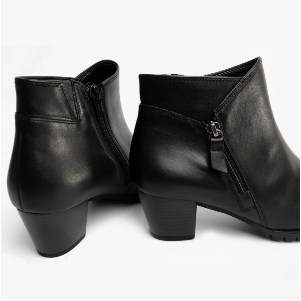 Gabor OLIVETTI Ladies Leather Zip Up Ankle Boots Black - Shuperb