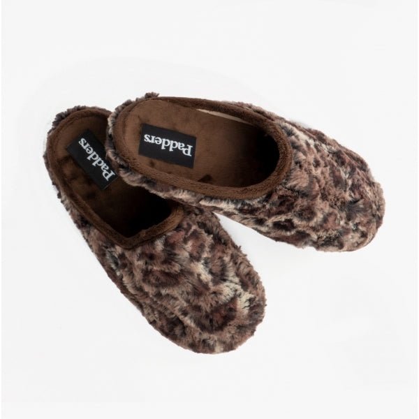 Padders LYNX Ladies (EE Fit) Mule Slippers Brown - Shuperb