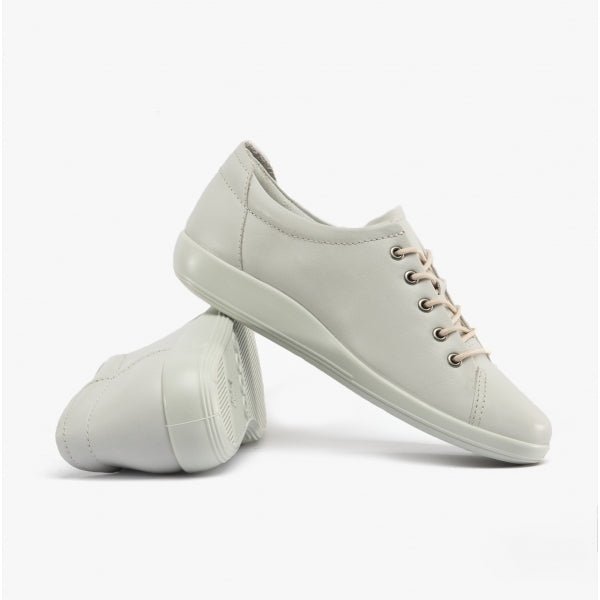 ECCO Soft 2.0 Tie Ladies Leather Shoes White - Shuperb