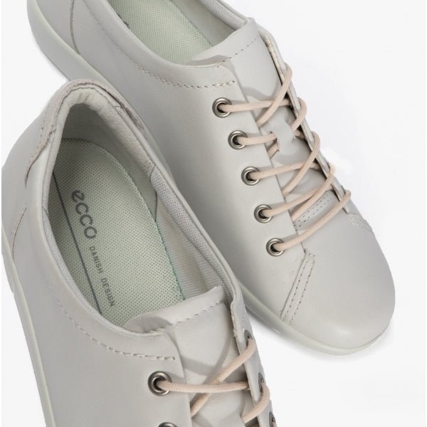 ECCO Soft 2.0 Tie Ladies Leather Shoes White - Shuperb