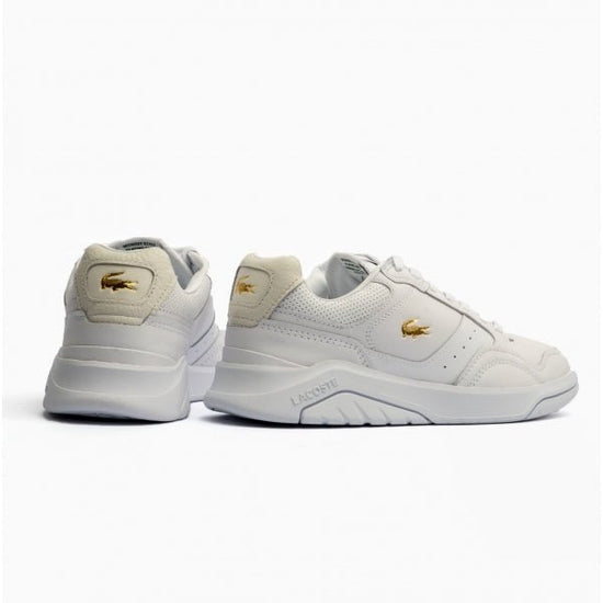 Lacoste GAME ADVANCE LUXE Ladies Leather Trainers White/Gold - Shuperb