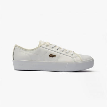 Lacoste ZIANE PLUS GRAND Ladies Canvas Trainers White/Gold - Shuperb