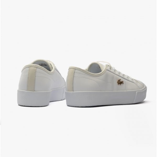 Lacoste ZIANE PLUS GRAND Ladies Canvas Trainers White/Gold - Shuperb