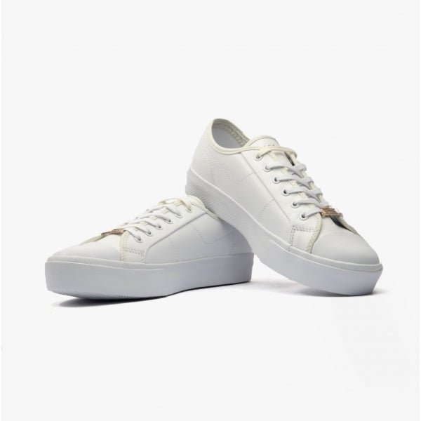 Lacoste ZIANE PLUS GRAND Ladies Canvas Trainers White/Gold - Shuperb