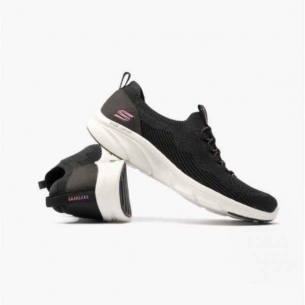 Skechers D'LUX COMFORT - BONUS PRIZE Ladies Trainers Black/White - Shuperb