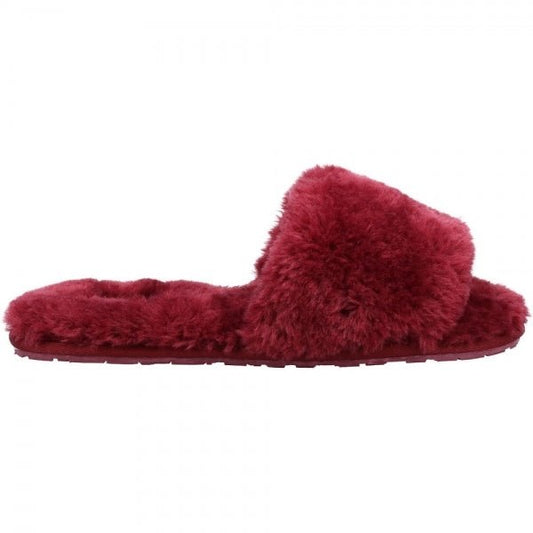 Hush Puppies PRUE Ladies Faux Fur Slippers Bordeaux - Shuperb