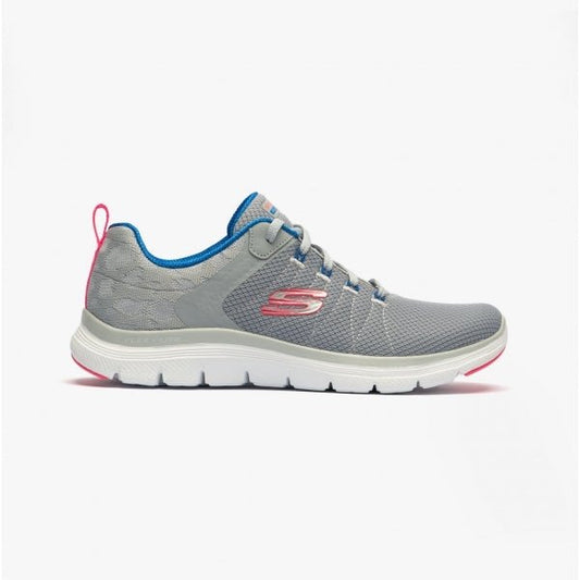 Skechers FLEX APPEAL 4.0 - ELEGANT WAYS Ladies Lace - Up Trainers Grey/Multi - Shuperb