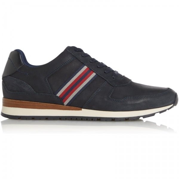 Dune London TRURO Mens Leather Trainers Navy - Shuperb