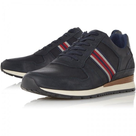 Dune London TRURO Mens Leather Trainers Navy - Shuperb