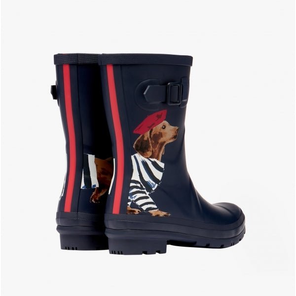 Joules MOLLY WELLY Ladies Rubber Wellies Navy Sausage Dog - Shuperb