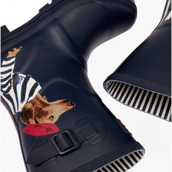 Joules MOLLY WELLY Ladies Rubber Wellies Navy Sausage Dog - Shuperb