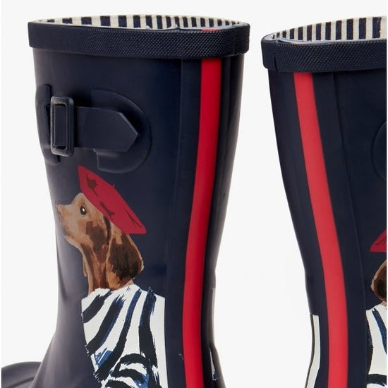 Joules MOLLY WELLY Ladies Rubber Wellies Navy Sausage Dog - Shuperb