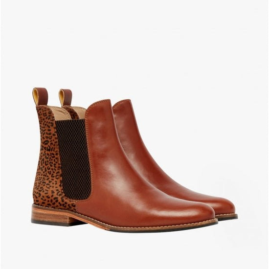 Joules WESTBOURNE Ladies Leather Chelsea Boots Ocelot - Shuperb