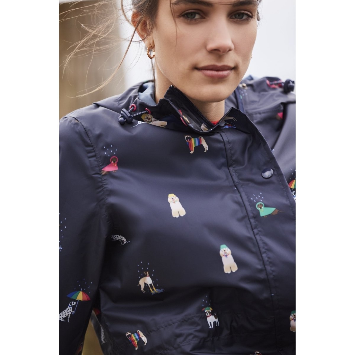 Joules GOLIGHTLY Ladies Raincoat Rainbow Dog - Shuperb