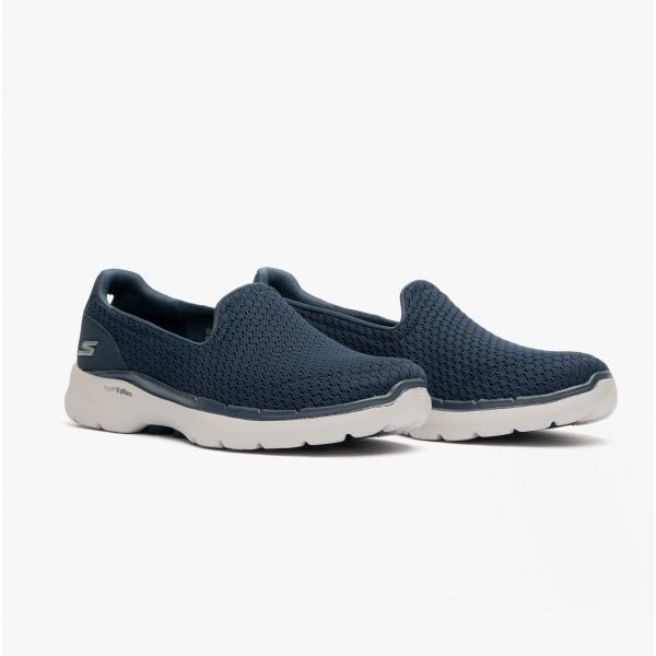 Skechers GO WALK 6 - SEA COAST Ladies Slip - On Trainers Navy/Grey/Pink - Shuperb