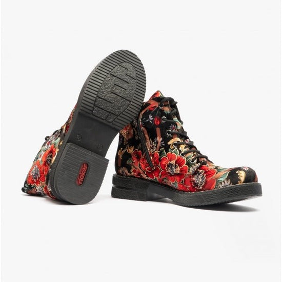 Rieker 72010 - 90 Ladies Floral Boots Black Multi - Shuperb