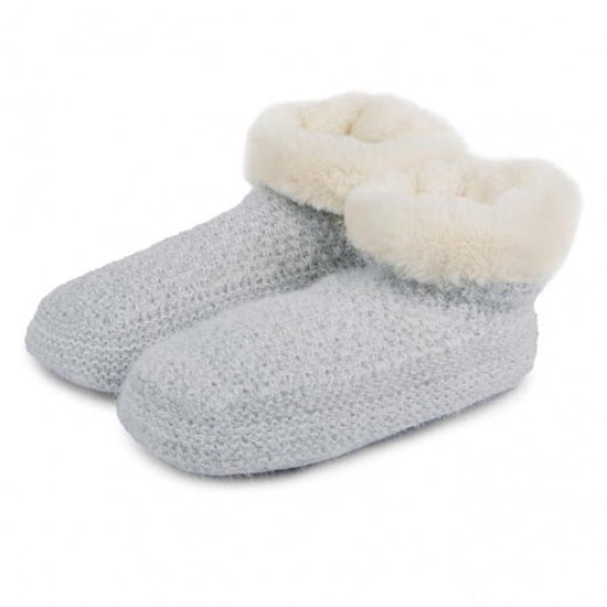 Totes Isotoner KNITTED TEXTURE Female Bootie Grey: One Size - Shuperb