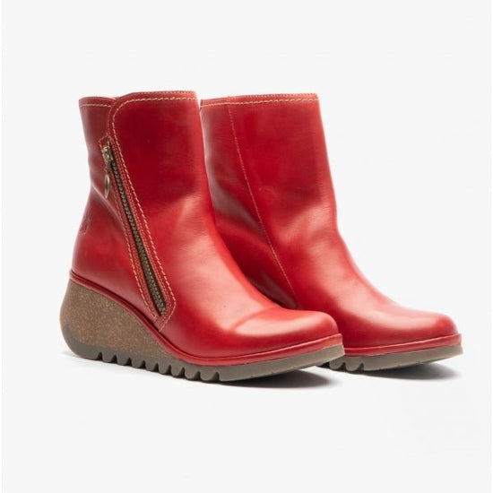 Fly London NELA407FLY Ladies Leather Boots Red - Shuperb