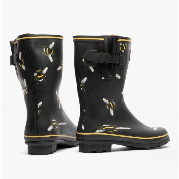 Heavenly Feet MARVEL Ladies Rubber Mid Calf Wellies Black Bee - Shuperb