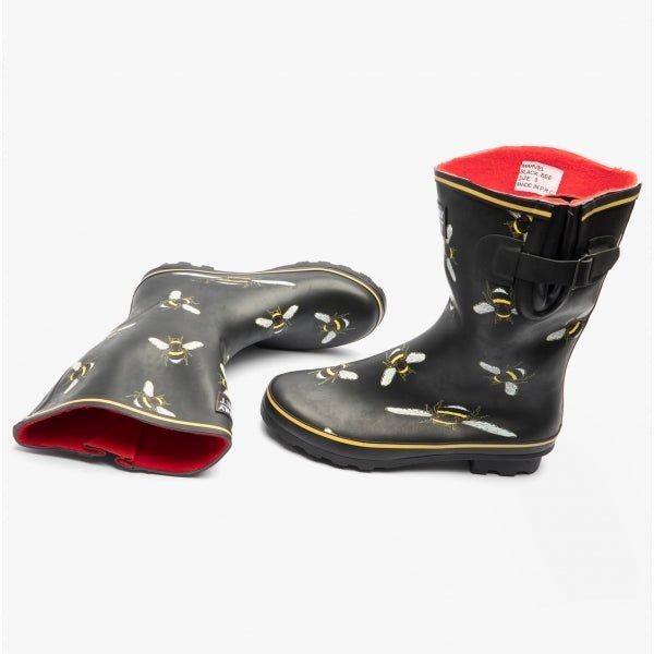 Heavenly Feet MARVEL Ladies Rubber Mid Calf Wellies Black Bee - Shuperb