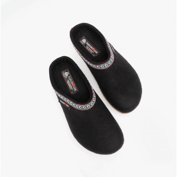 Haflinger FRANZL Ladies Wool Slippers Black - Shuperb