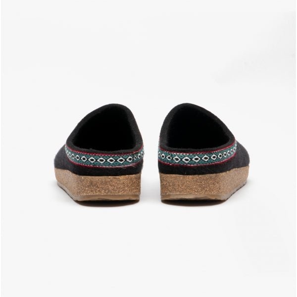 Haflinger FRANZL Ladies Wool Slippers Black - Shuperb