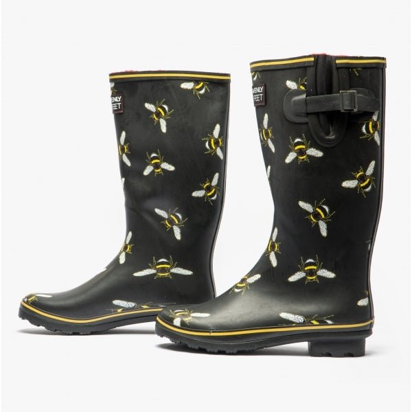 Heavenly Feet FIREFLY Ladies Rubber Tall Wellies Black Bee - Shuperb