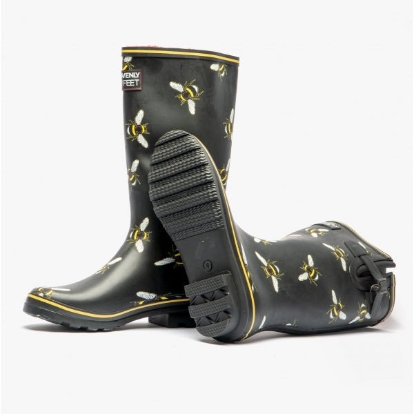 Heavenly Feet FIREFLY Ladies Rubber Tall Wellies Black Bee - Shuperb