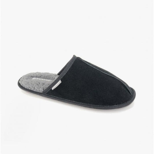 Dunlop TAYLOR Mens Suede Mule Slippers Black - Shuperb