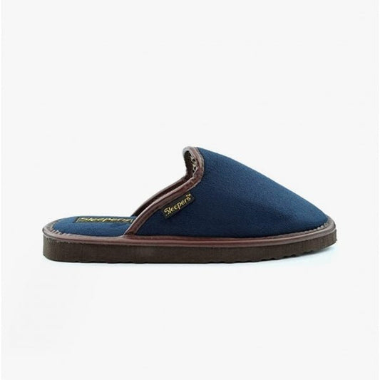 Sleepers Sleepers Mens Textile Mule Slippers Navy - Shuperb