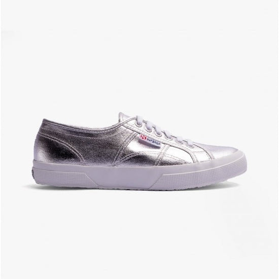 Superga 2750 METALLIC CANVAS Ladies Trainers Grey Silver - Shuperb